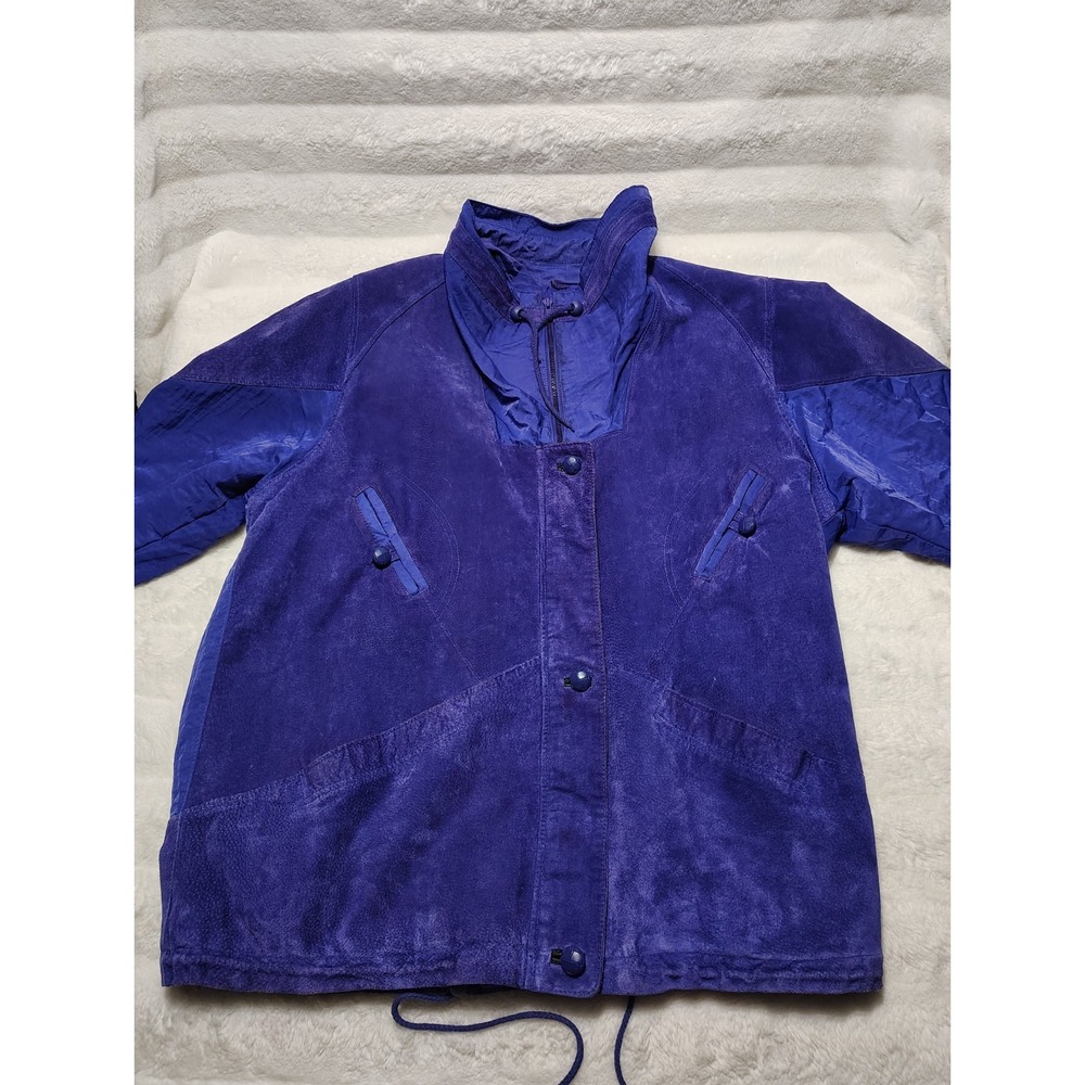 VTG Pelle New York Milano Purple Leather Suede Jacket Oversized 80s Women L Rare